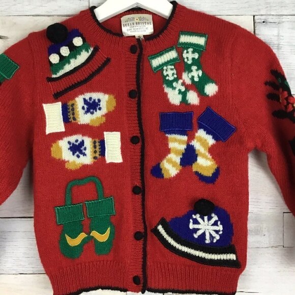 Vintage Susan Bristol Red Wool Christmas Sweater Small - Picture 3 of 6